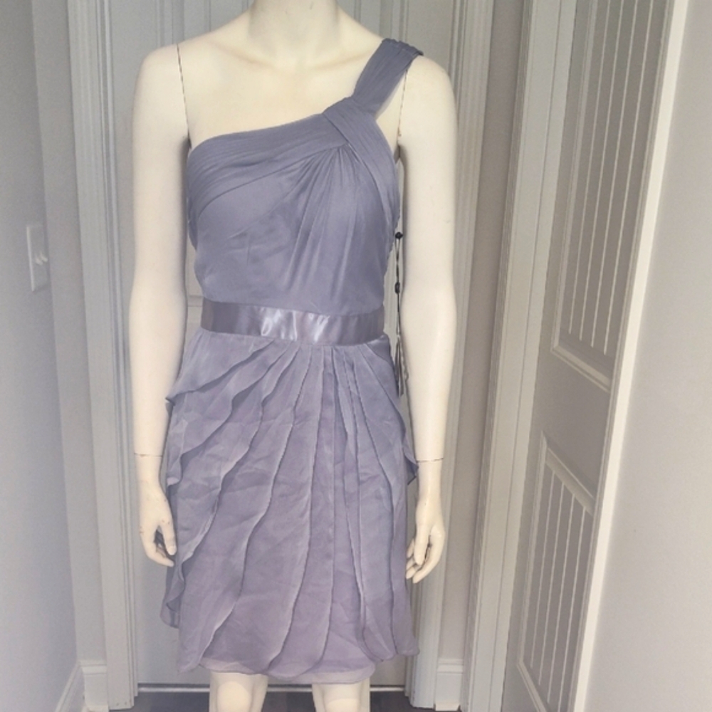 Adrianna Papell Womens Tiered One Shoulder Cocktail Dress